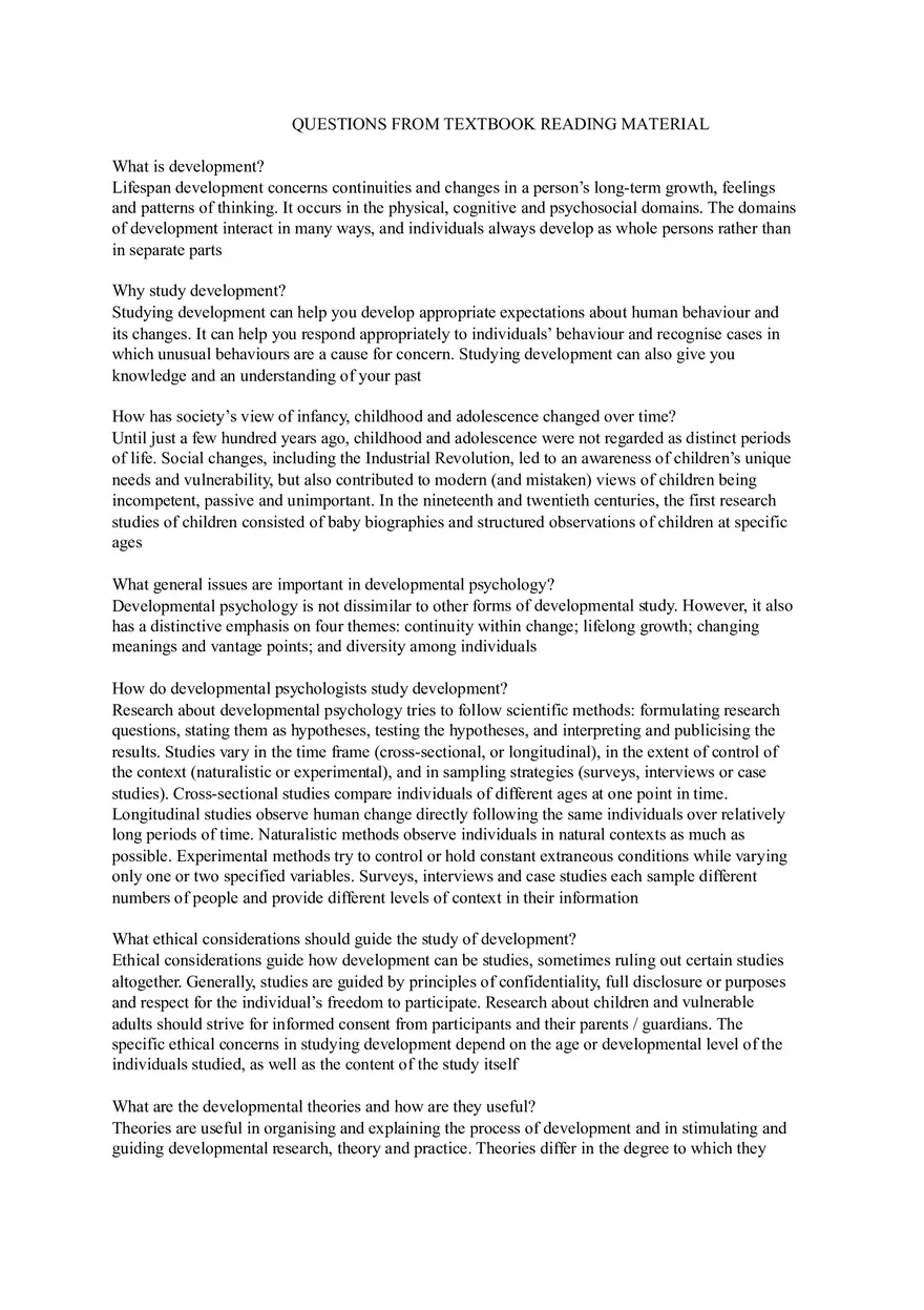 Lifespan Development and Its Study (Reading 1-5) - Page 1