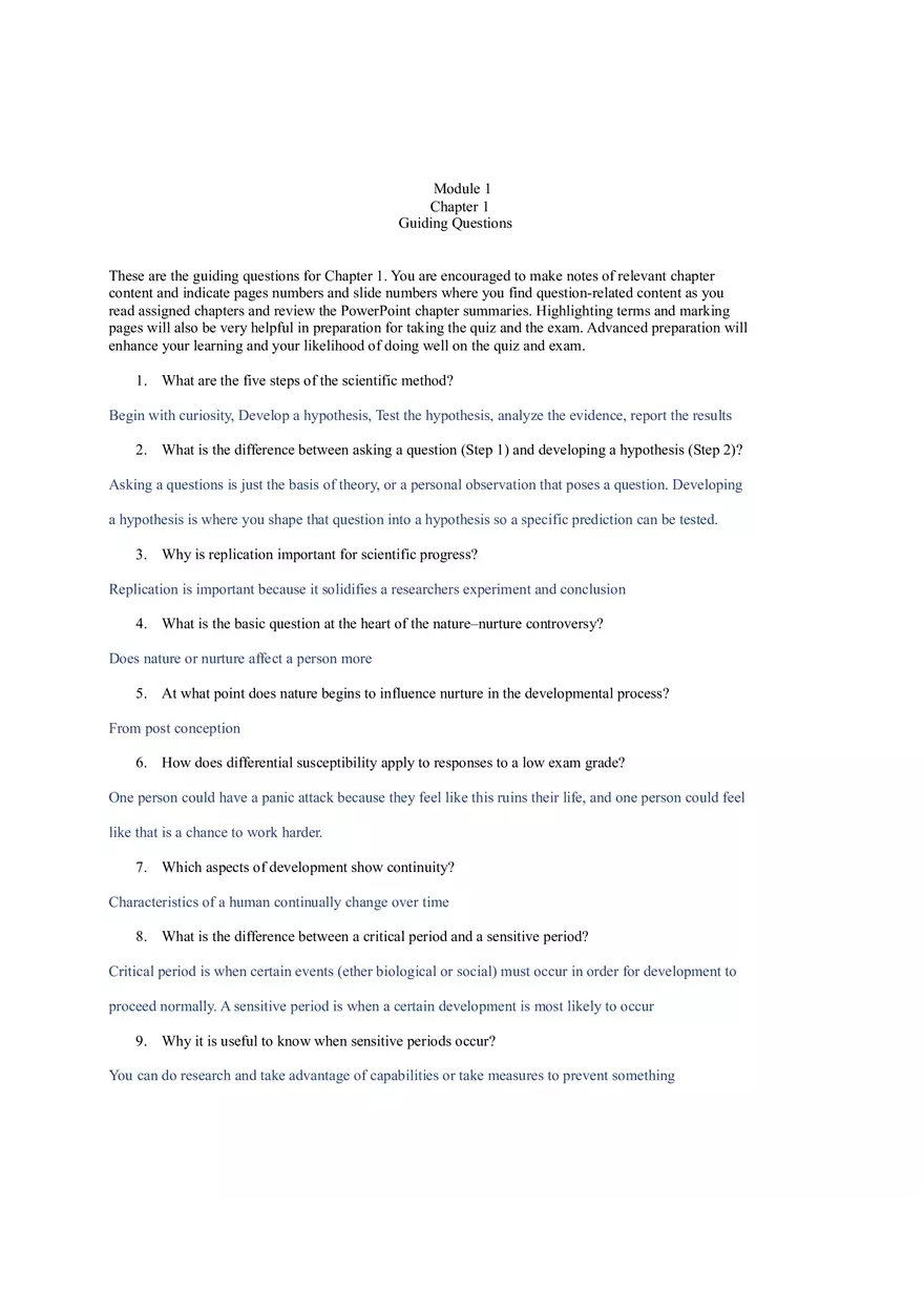 The Science of Human Development Guiding Questions - Page 1
