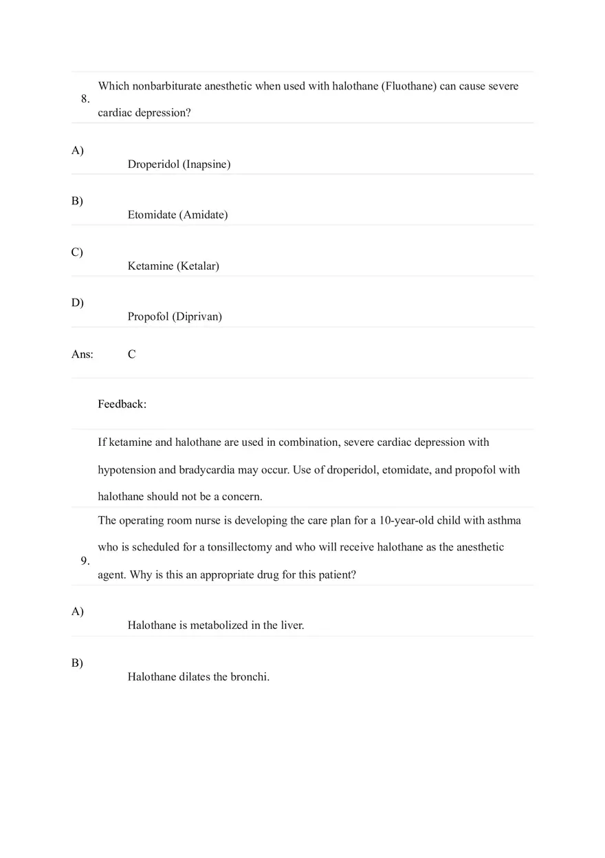 General and Local Anesthetic Agents Quiz Part 1 - Page 7