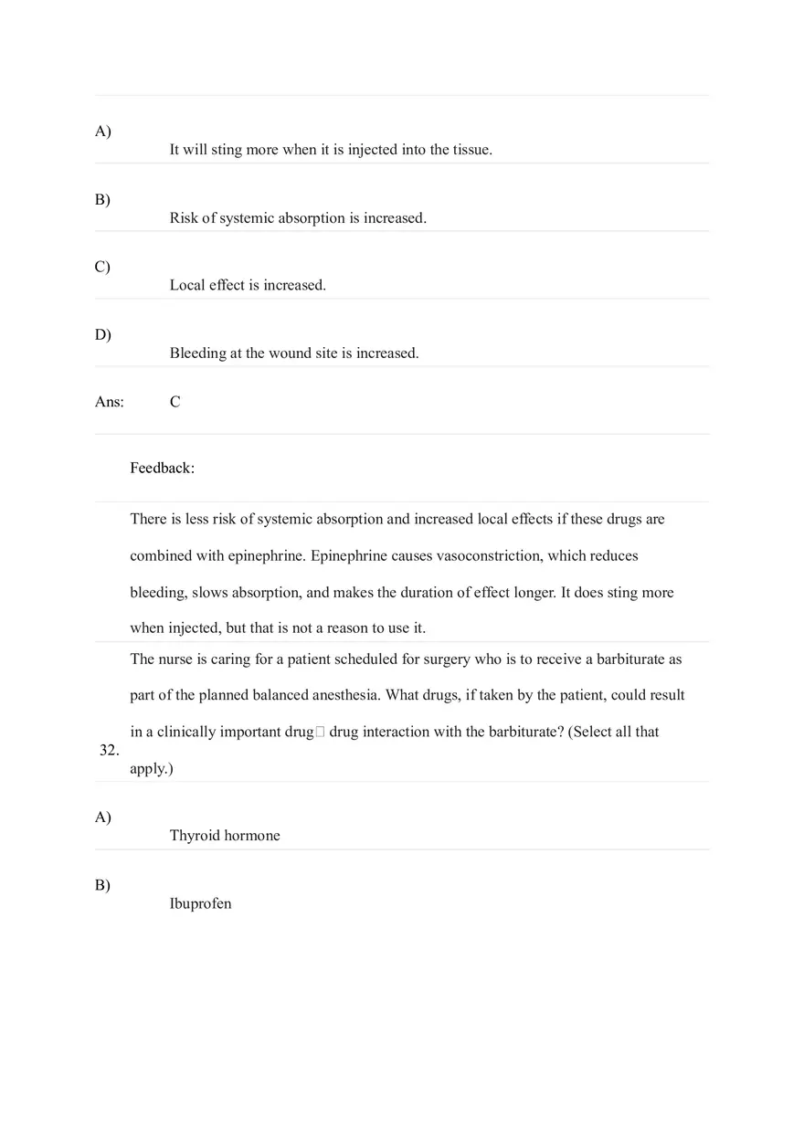 General and Local Anesthetic Agents Quiz Part 3 - Page 7