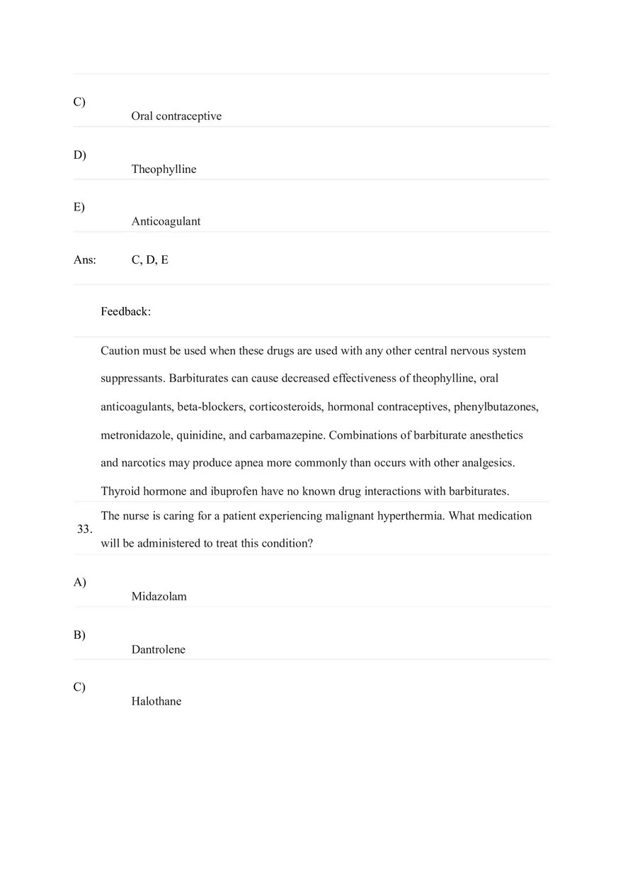 General and Local Anesthetic Agents Quiz Part 3 - Page 8