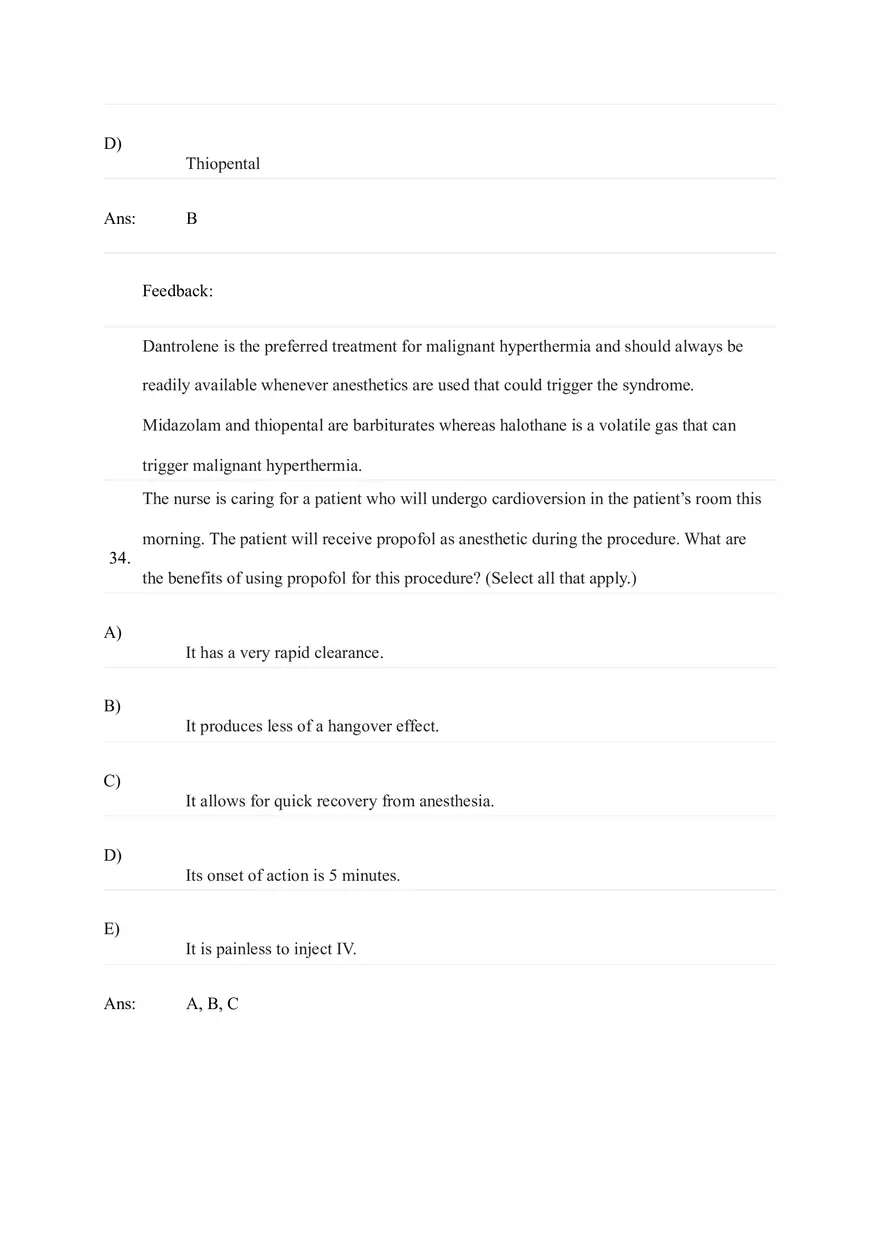 General and Local Anesthetic Agents Quiz Part 3 - Page 9