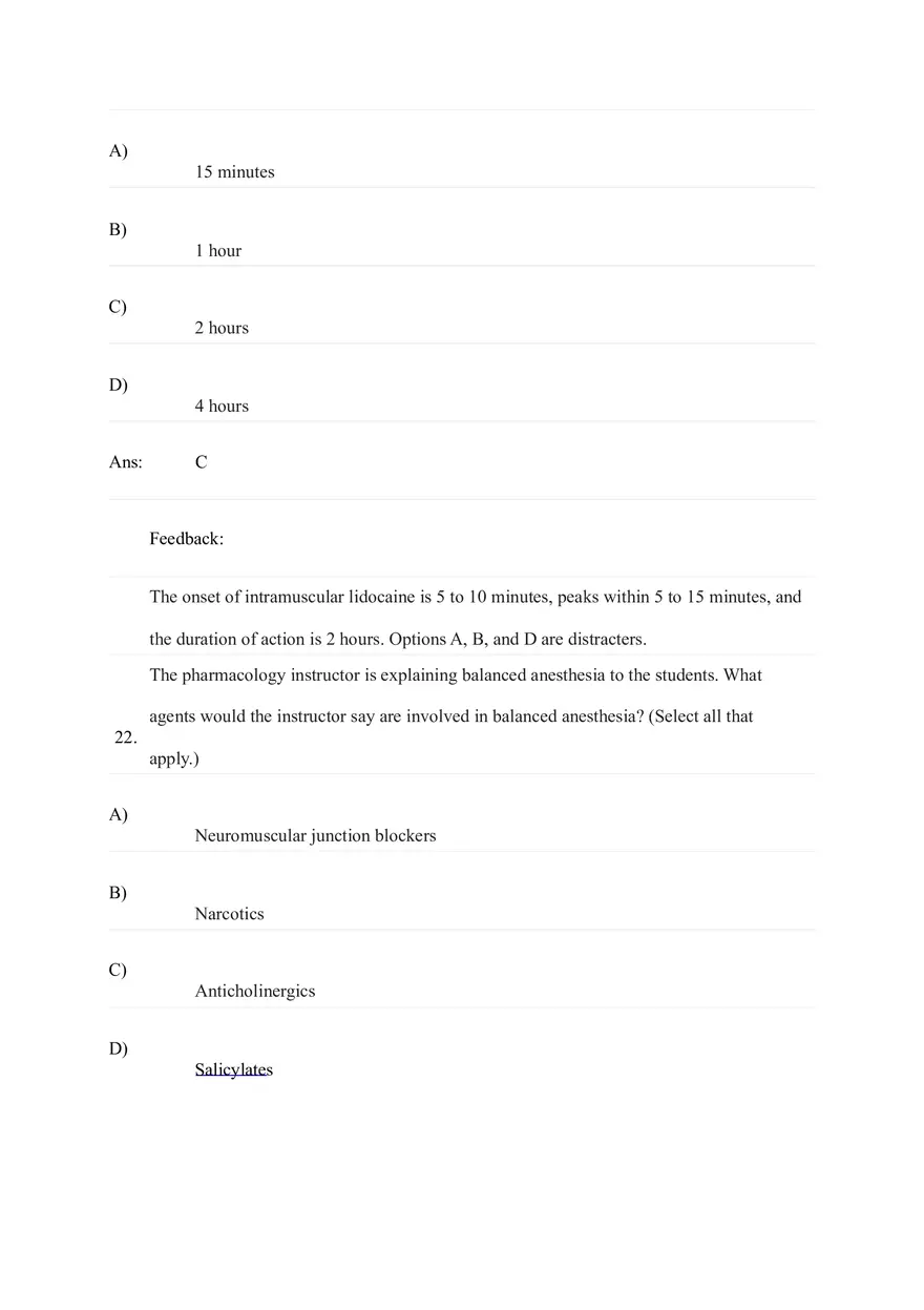 General and Local Anesthetic Agents Quiz Part 2 - Page 9