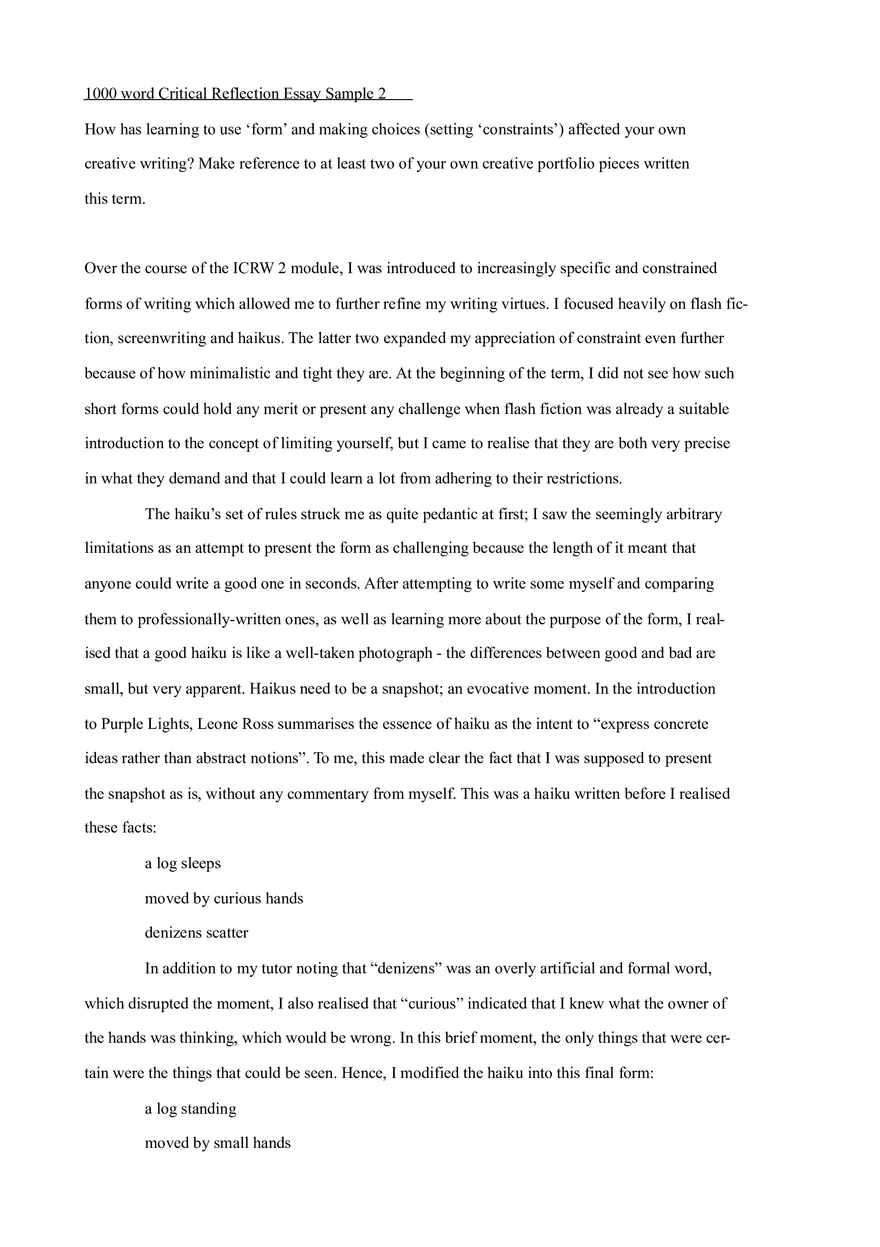 1000 Word Critical Reflection - Page 4