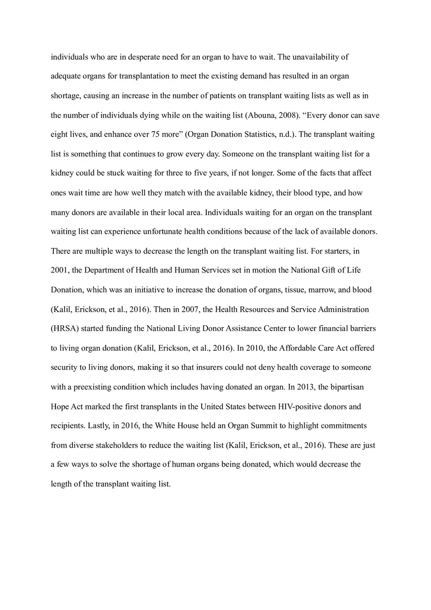 Solving Organ Shortages Proposal Essay - Page 2