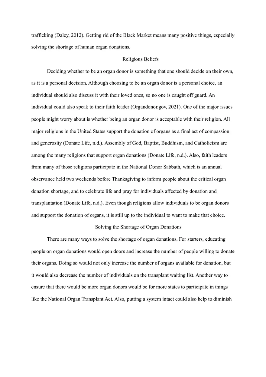 Solving Organ Shortages Proposal Essay - Page 4