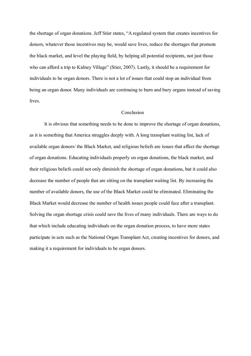 Solving Organ Shortages Proposal Essay - Page 5