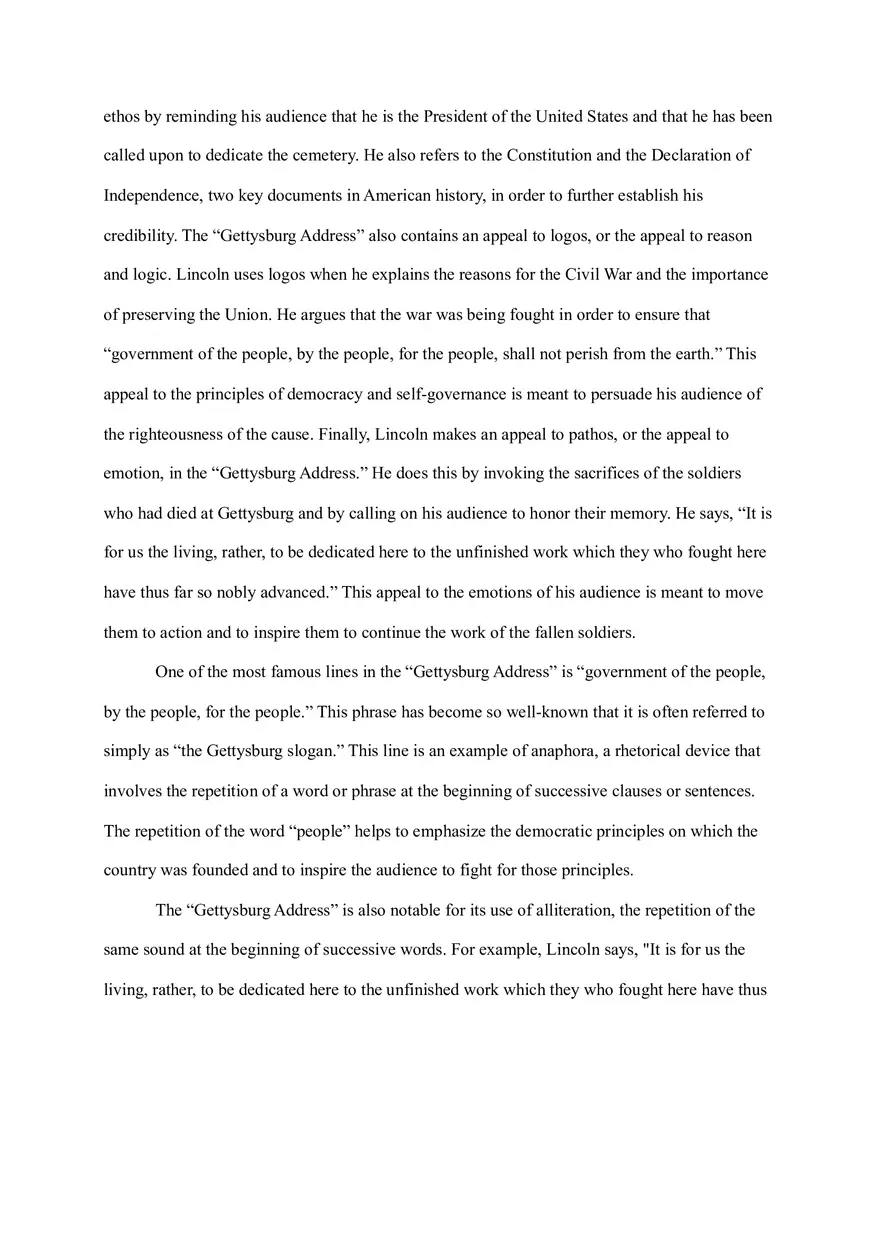 Gettysburg Address - A Rhetorical Analysis - Page 2