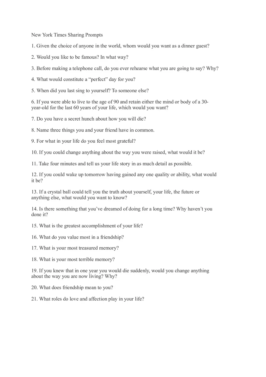 New York Times Writing Prompts - Page 1