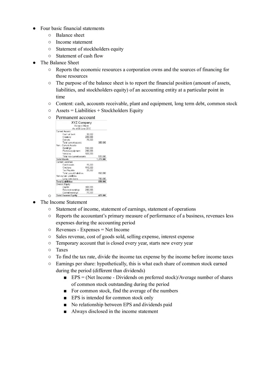 Accounting Income Statement Notes - Page 1