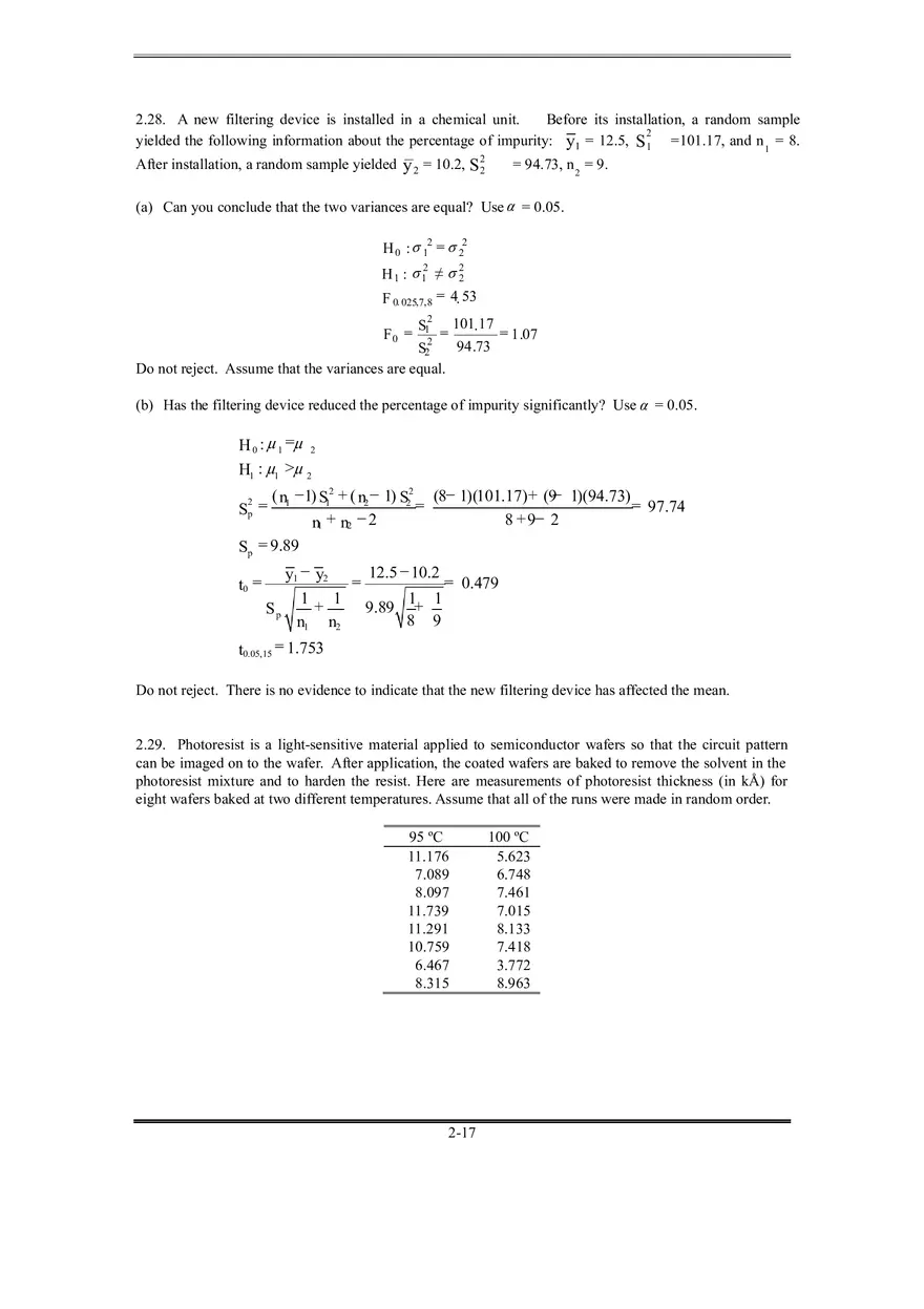 Solutions Manual for Design and Analysis of Experiments Part 2 - Page 1