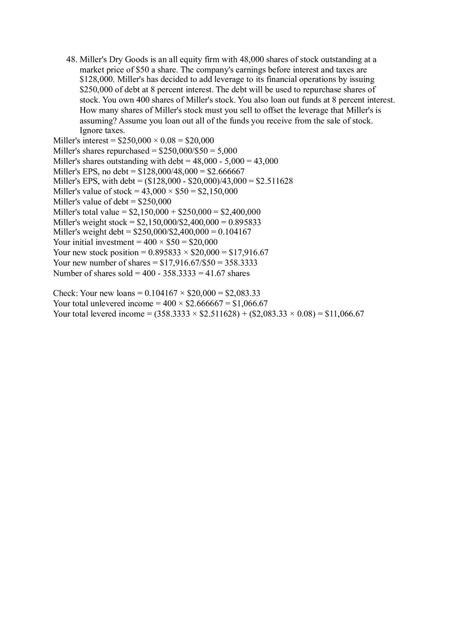 Corporate Finance and Capital Structure Concepts Questions - Page 9