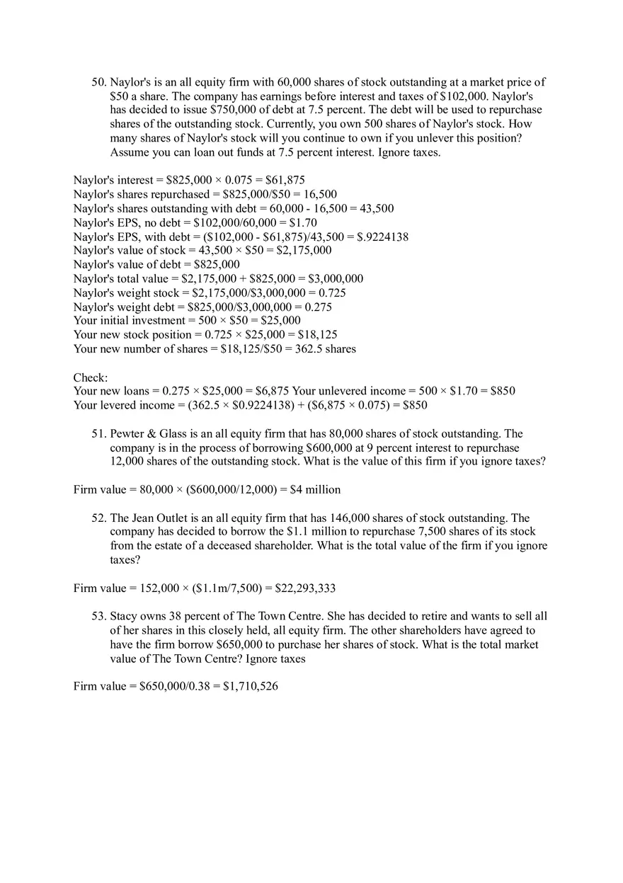 Corporate Finance and Capital Structure Concepts Questions - Page 11