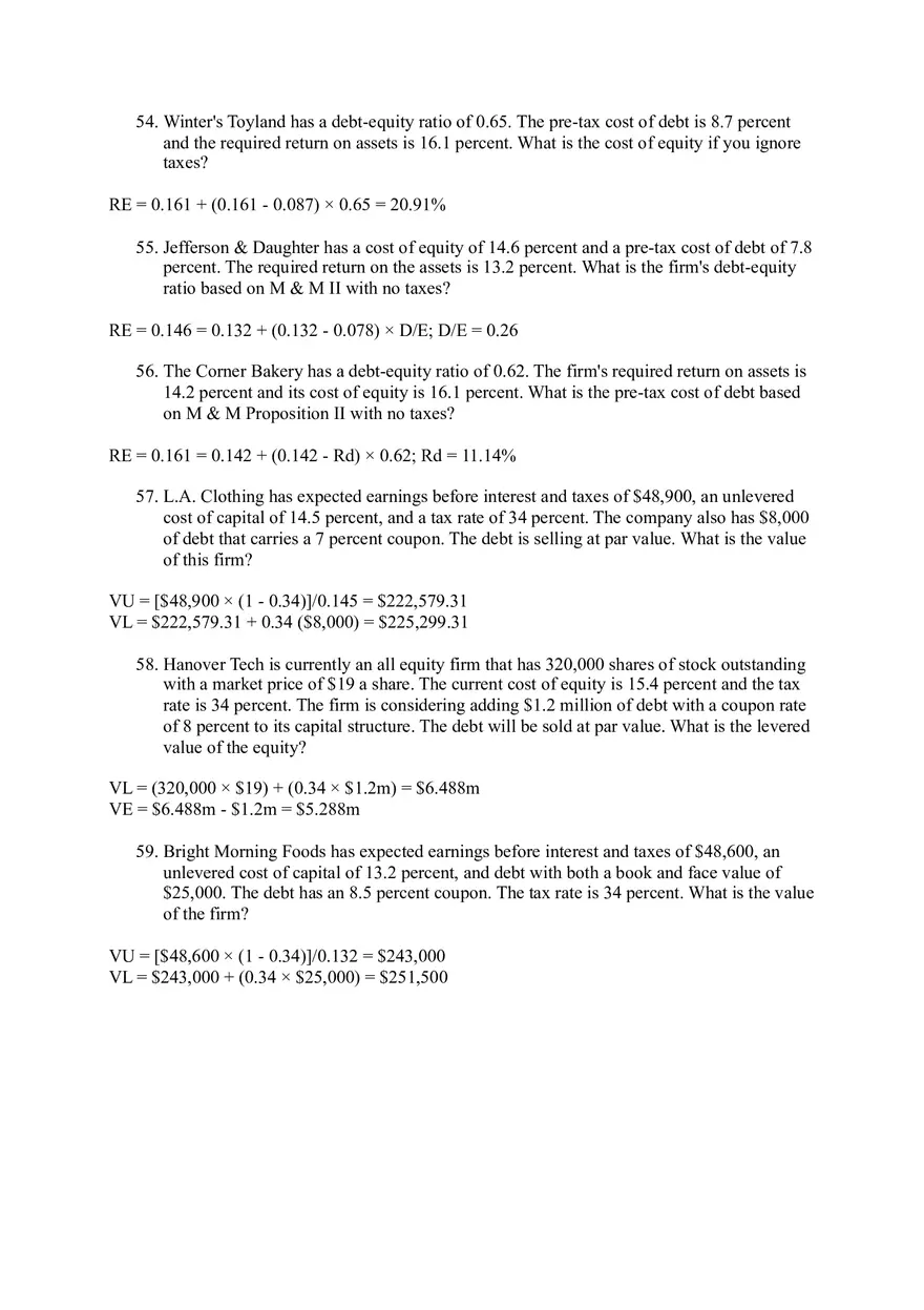 Corporate Finance and Capital Structure Concepts Questions - Page 12