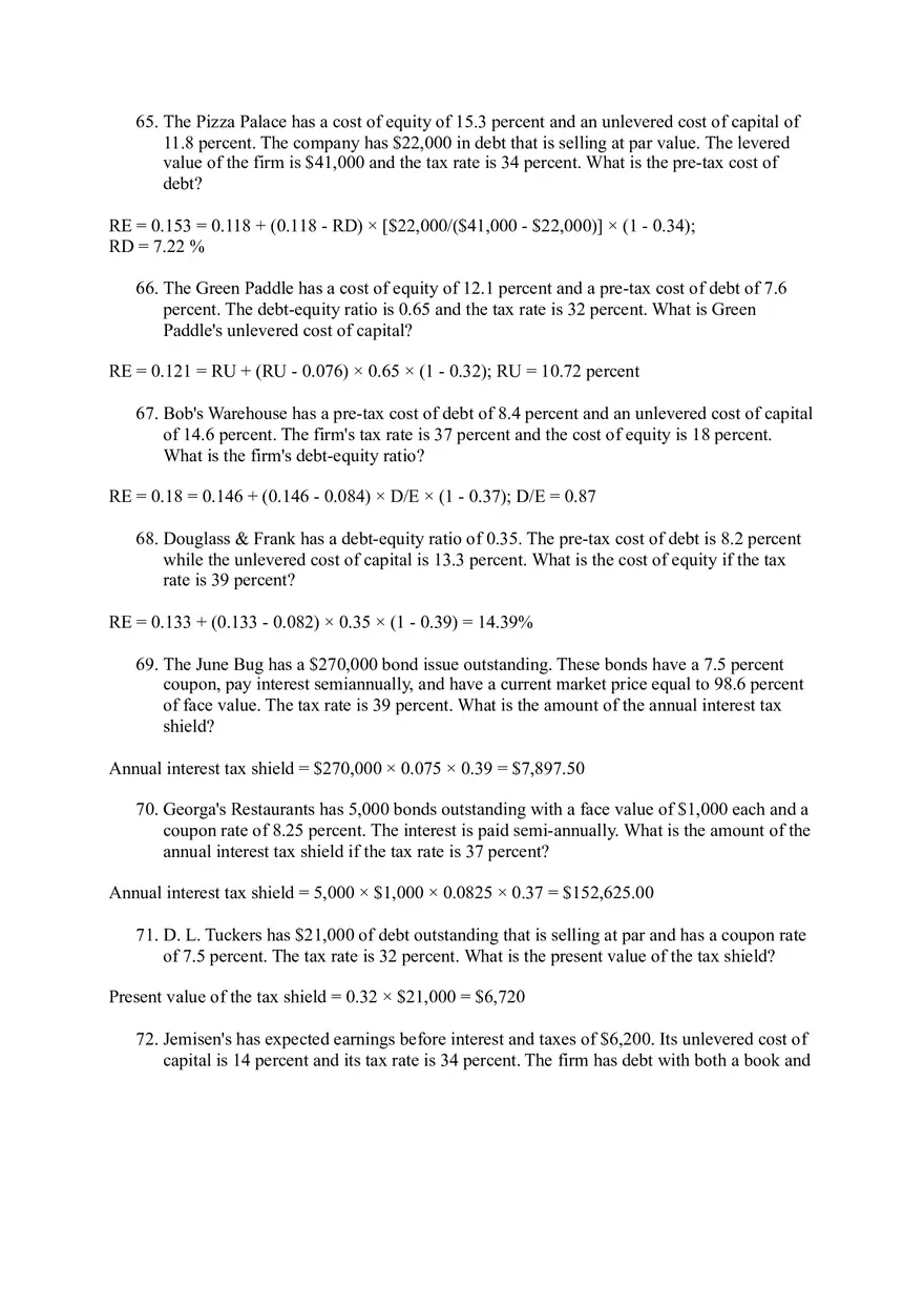 Corporate Finance and Capital Structure Concepts Questions - Page 14