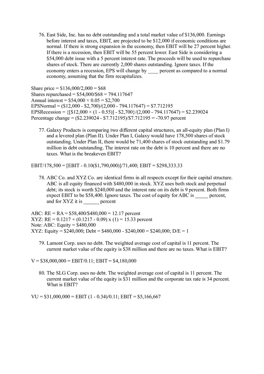 Corporate Finance and Capital Structure Concepts Questions - Page 4