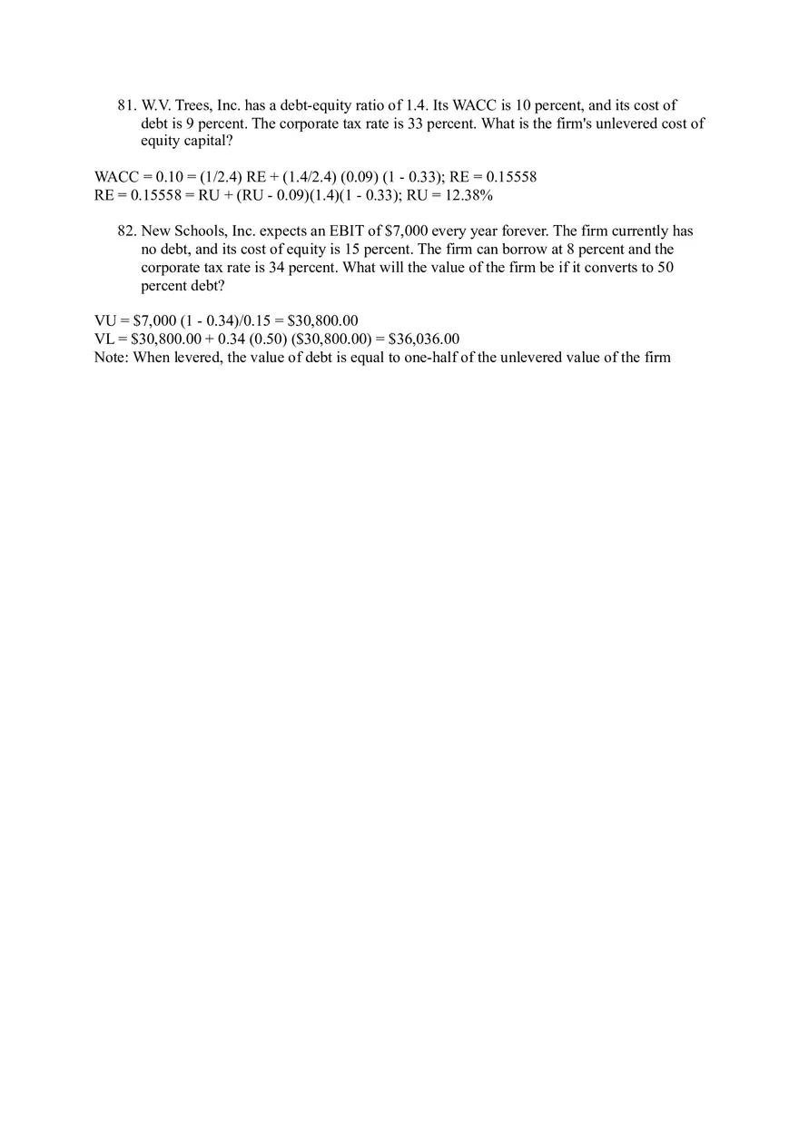 Corporate Finance and Capital Structure Concepts Questions - Page 5