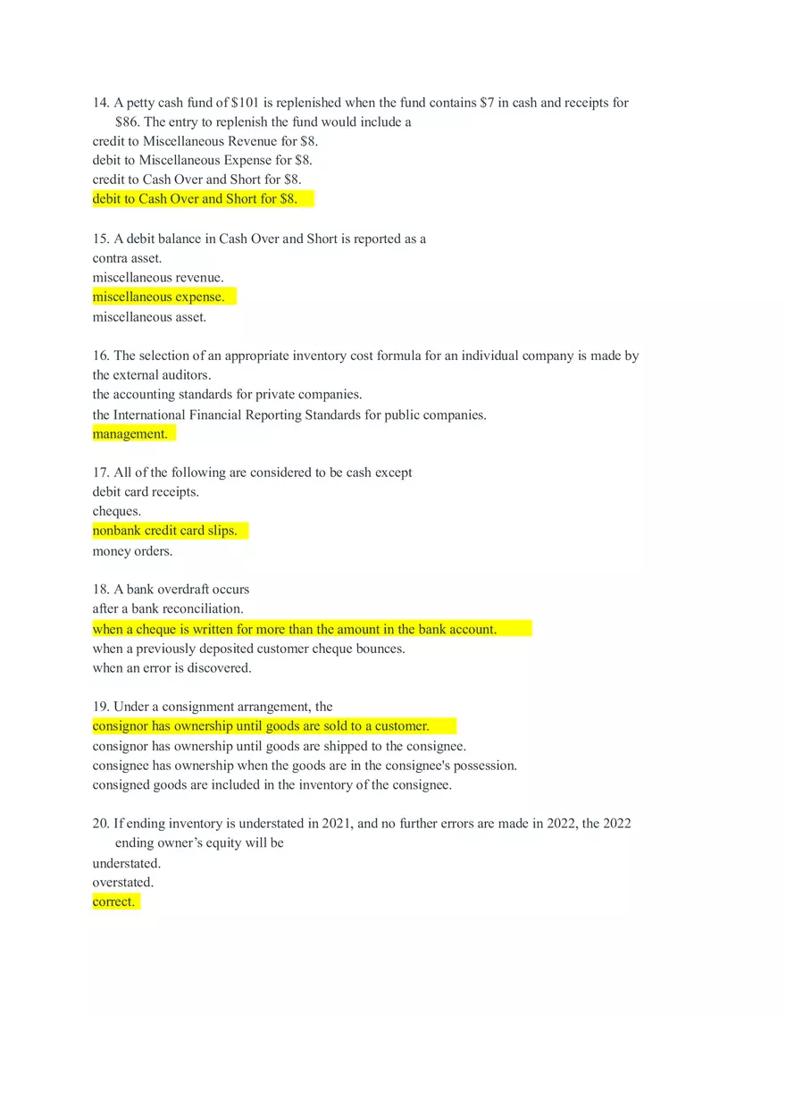 Internal Controls, Financial Fraud, and Banking Principles Quiz and Answer - Page 3