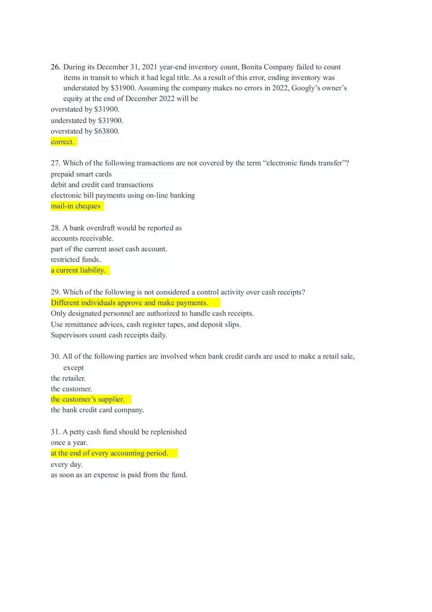 Internal Controls, Financial Fraud, and Banking Principles Quiz and Answer - Page 5