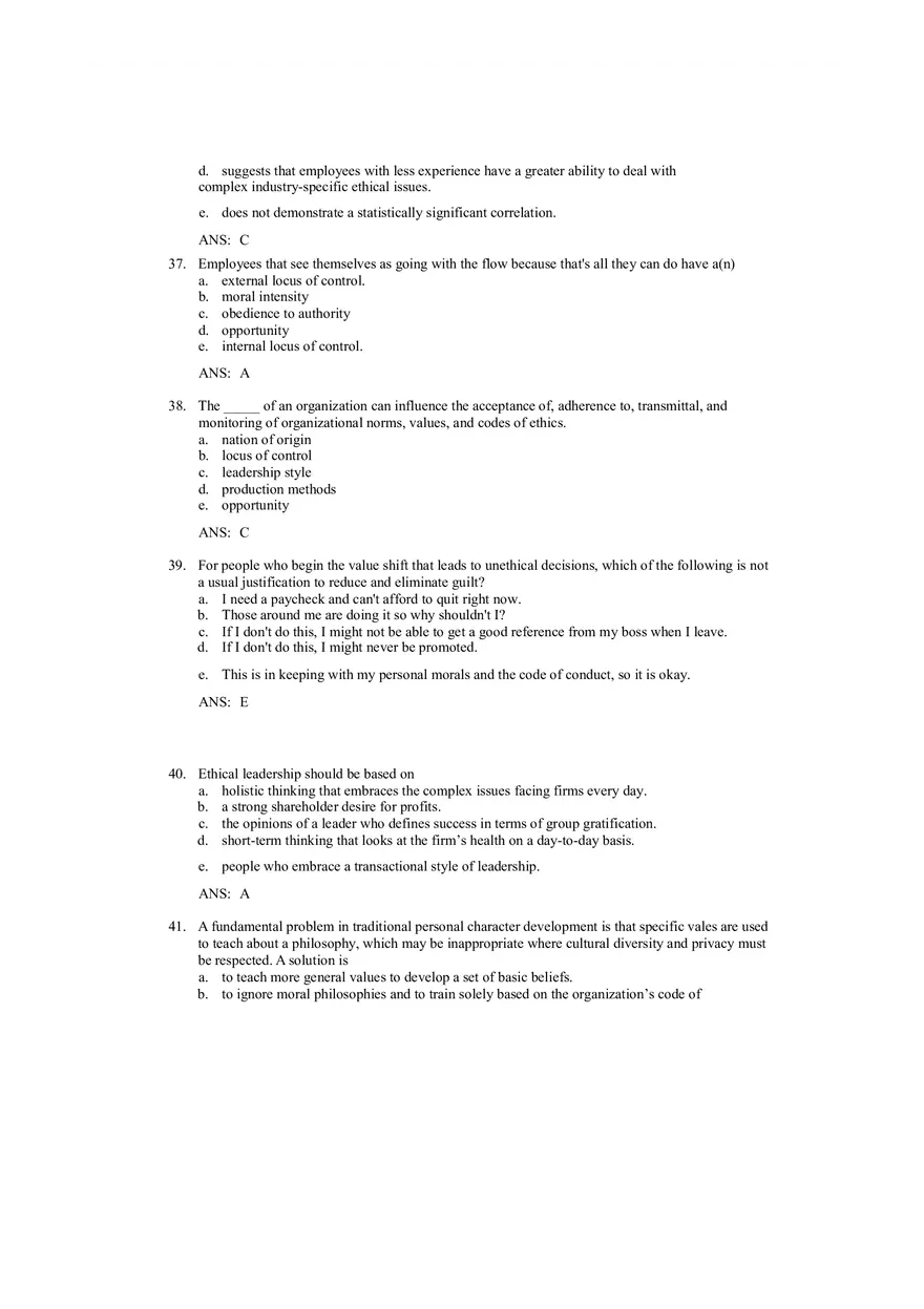 Ethical Decision Making and Ethical Leadership Answer Key - Page 8