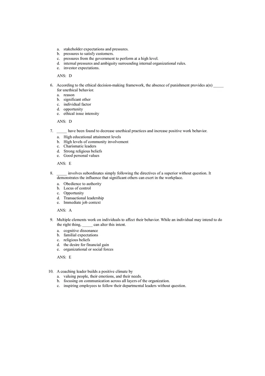 Ethical Decision Making and Ethical Leadership Answer Key - Page 2