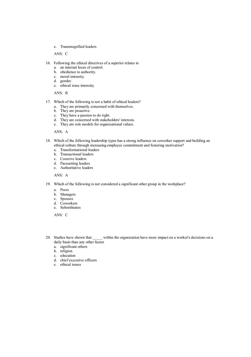 Ethical Decision Making and Ethical Leadership Answer Key - Page 4