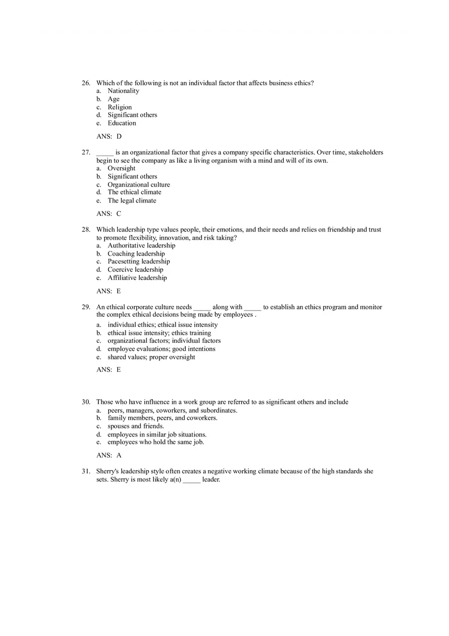 Ethical Decision Making and Ethical Leadership Answer Key - Page 6
