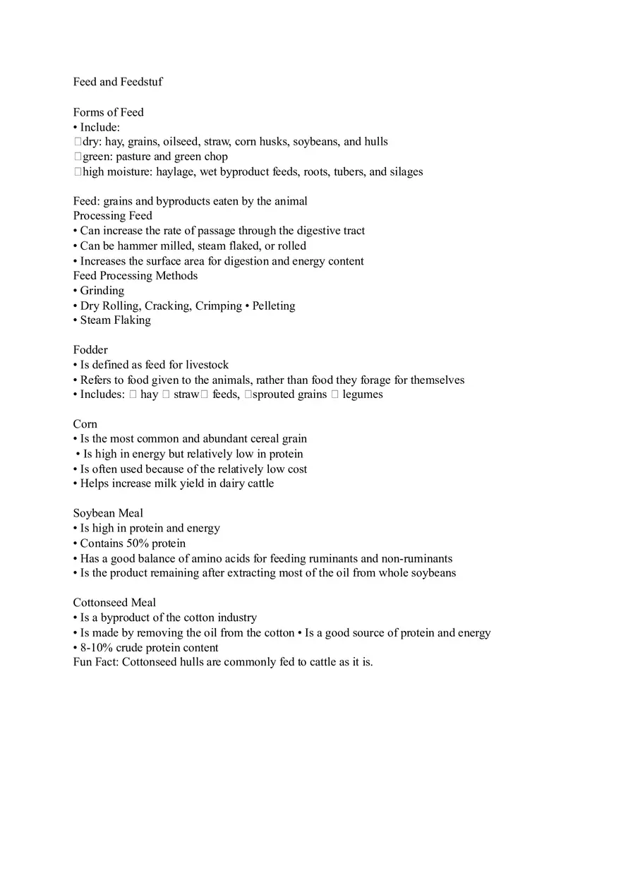 Feed and Feedstuff - Lecture Notes - Page 1