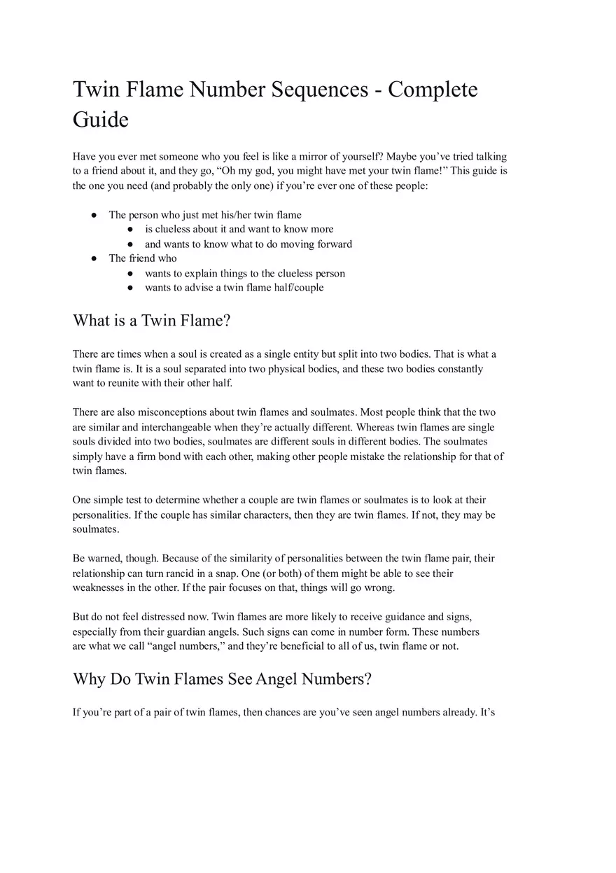 Twin Flame Number Sequences - Complete Guide - Page 1