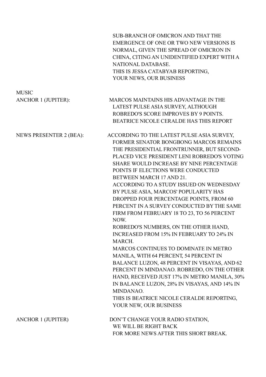 Radio Broadcasting Script - Page 3