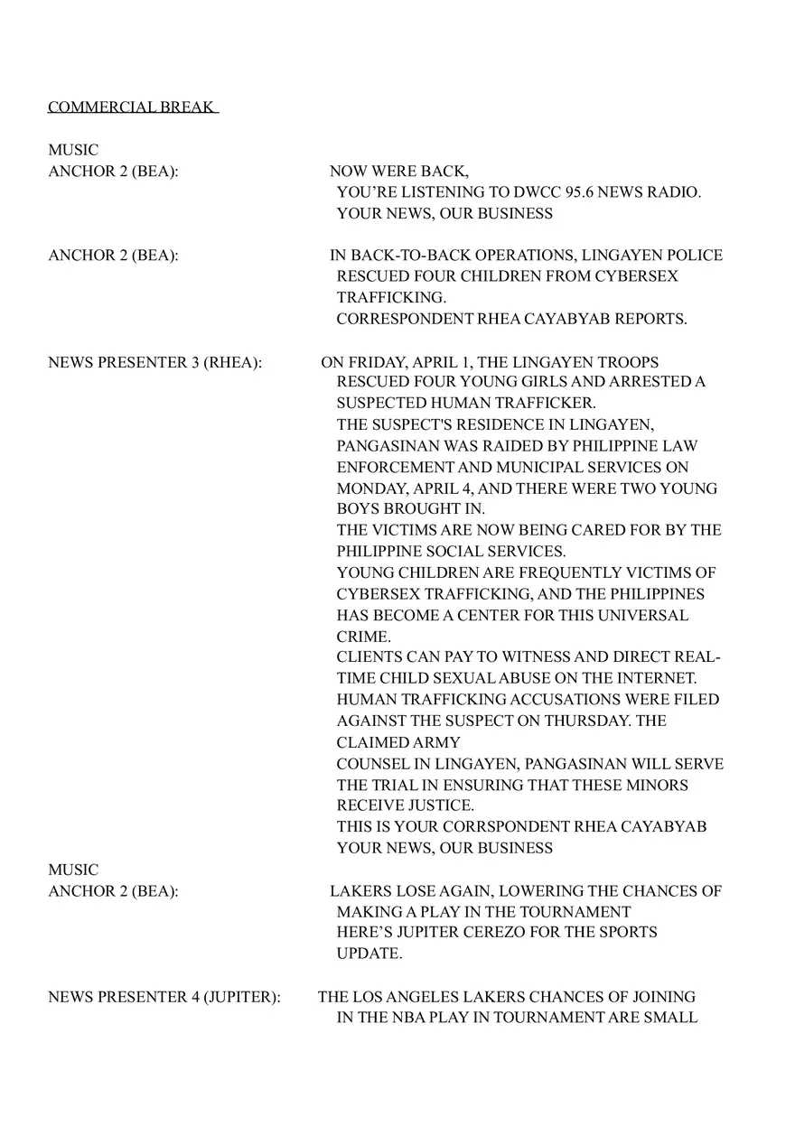 Radio Broadcasting Script - Page 4