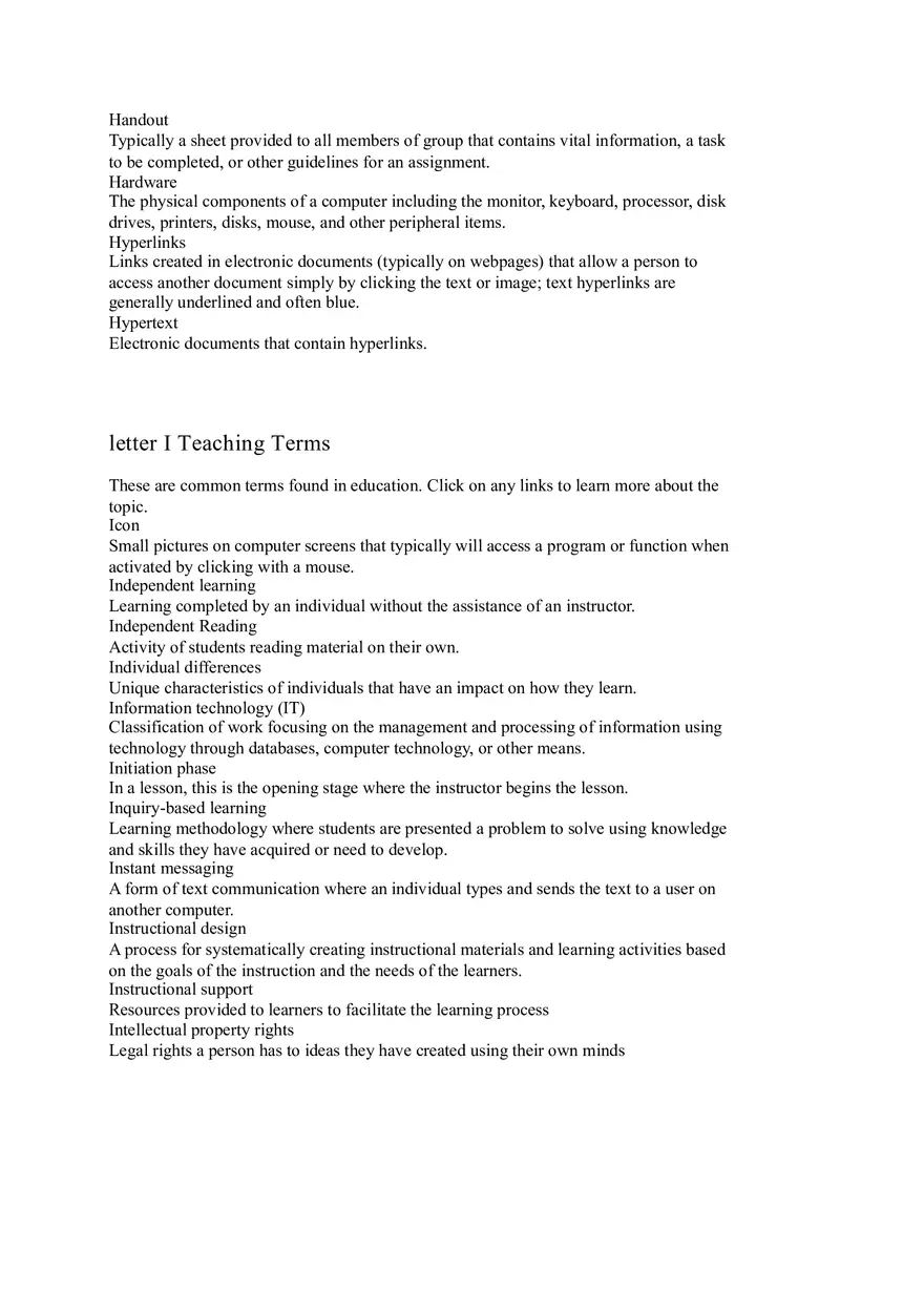 Letter A-J Teaching Terms - Page 9