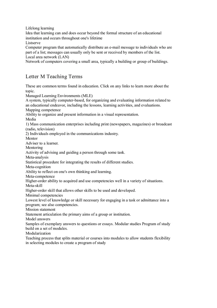 Letter K-W Teaching Terms - Page 2