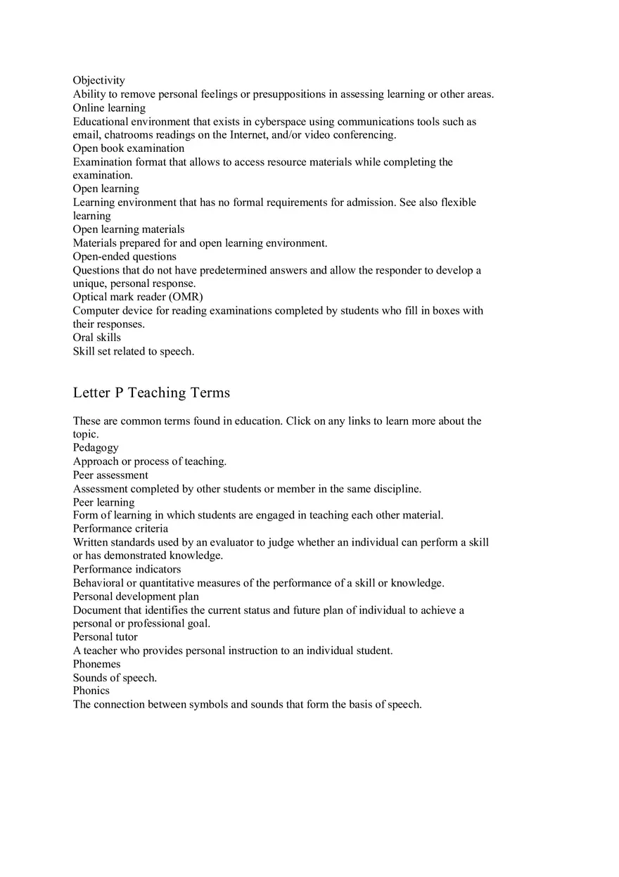Letter K-W Teaching Terms - Page 4