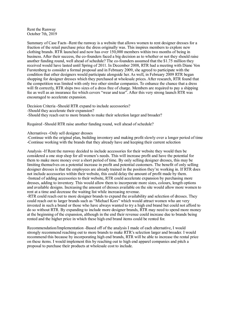 Rent the Runway - Case Study - Page 1