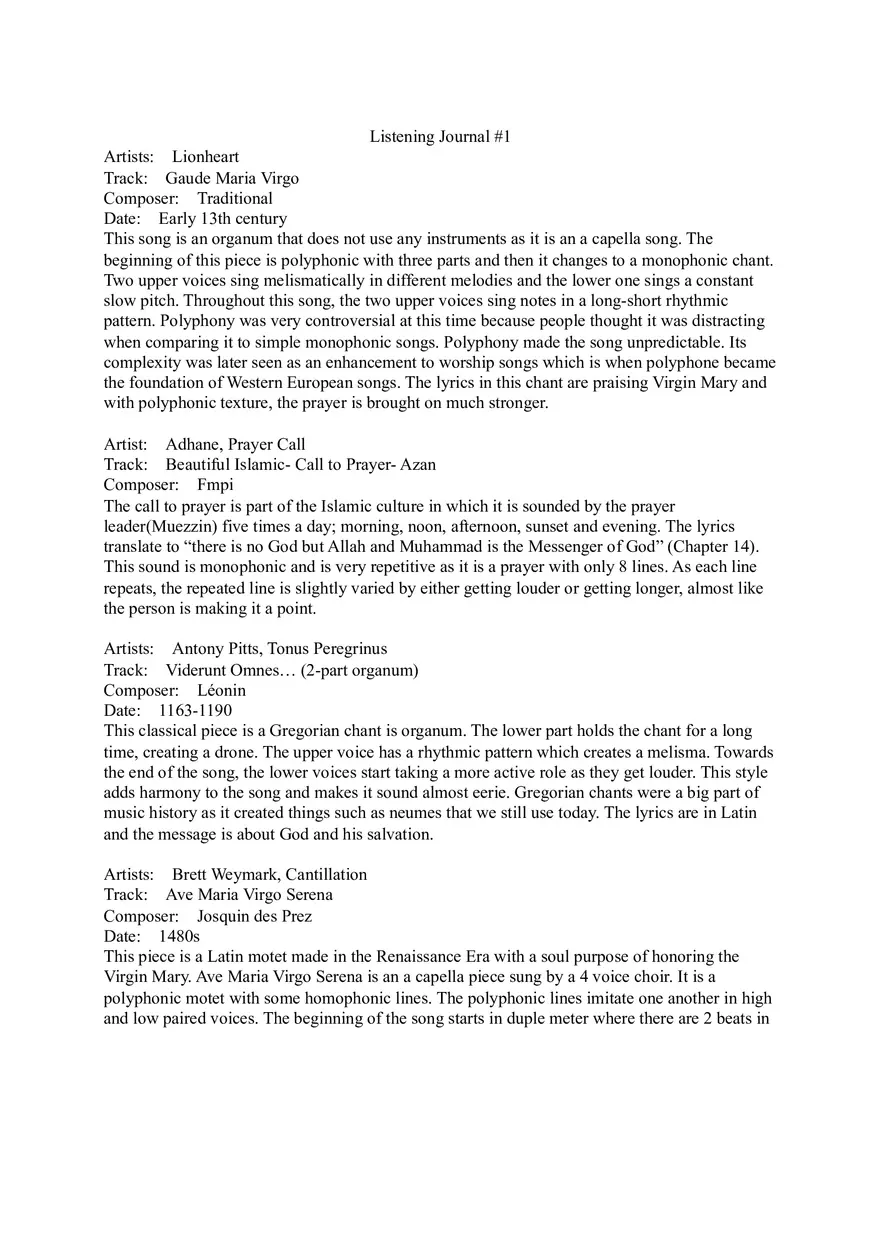 A Comparative Study of Polyphony and Monophony in Religious Chant Traditions - Page 1