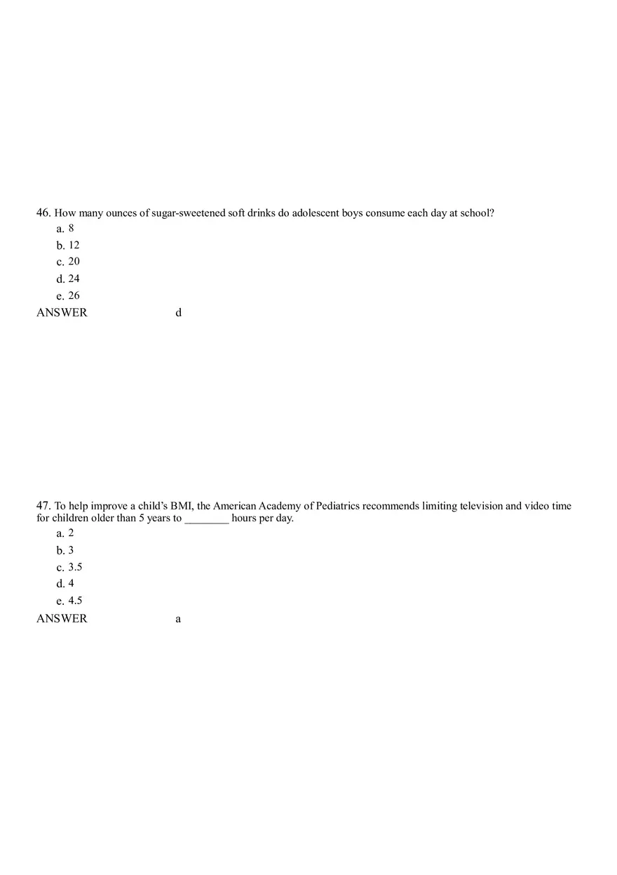 Life Cycle Nutrition - Childhood Obesity Answer Key 2 - Page 10