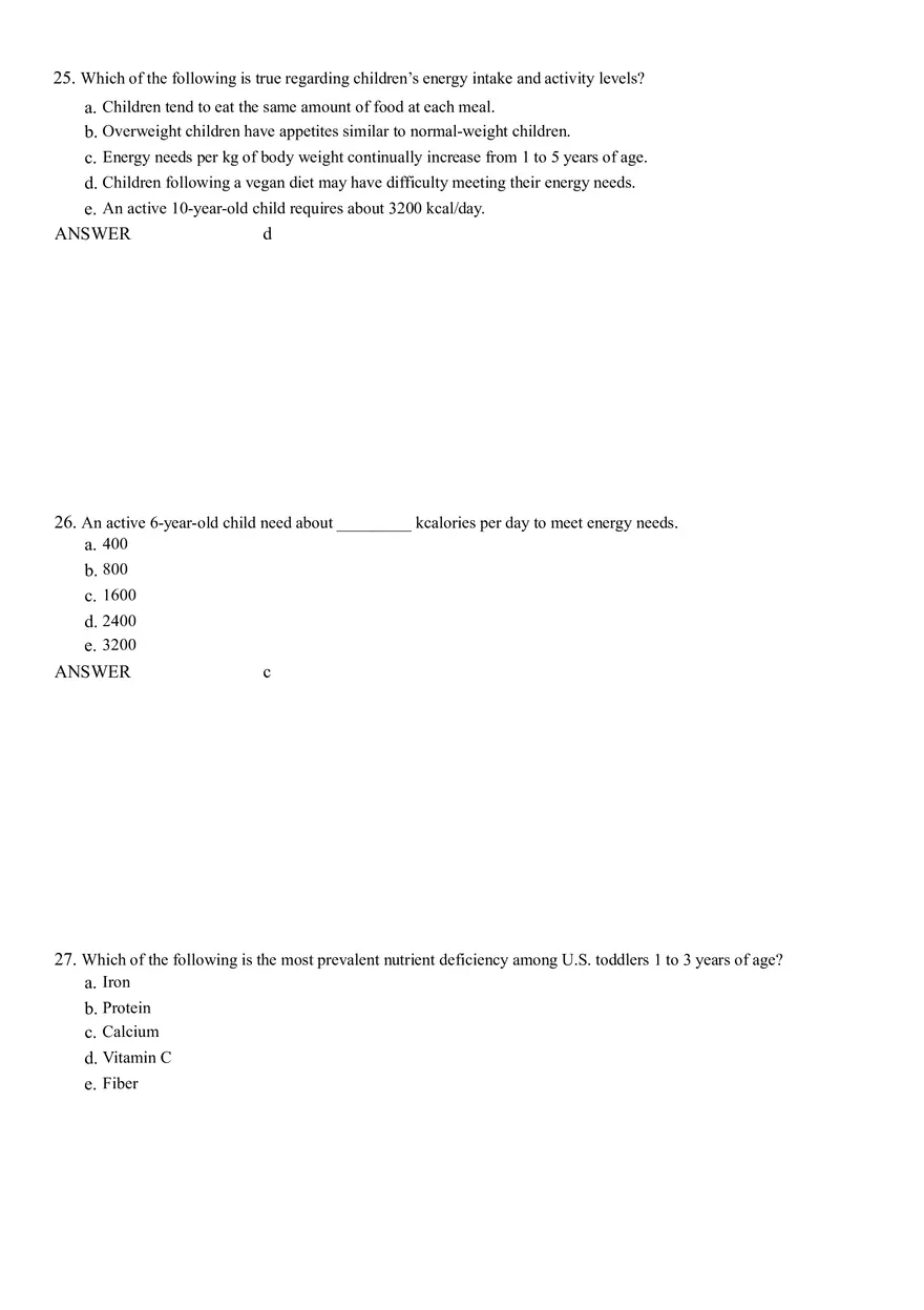 Life Cycle Nutrition - Childhood Obesity Answer Key 2 - Page 1