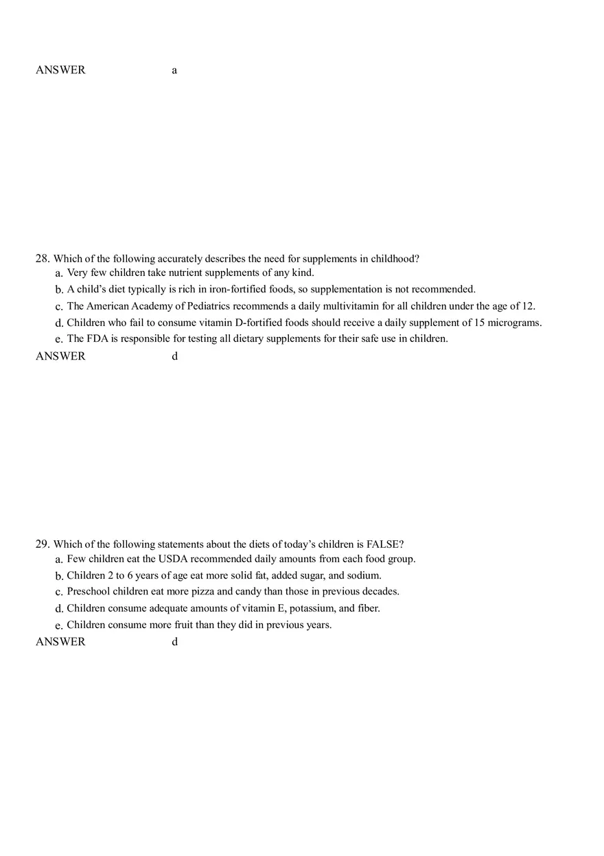 Life Cycle Nutrition - Childhood Obesity Answer Key 2 - Page 2