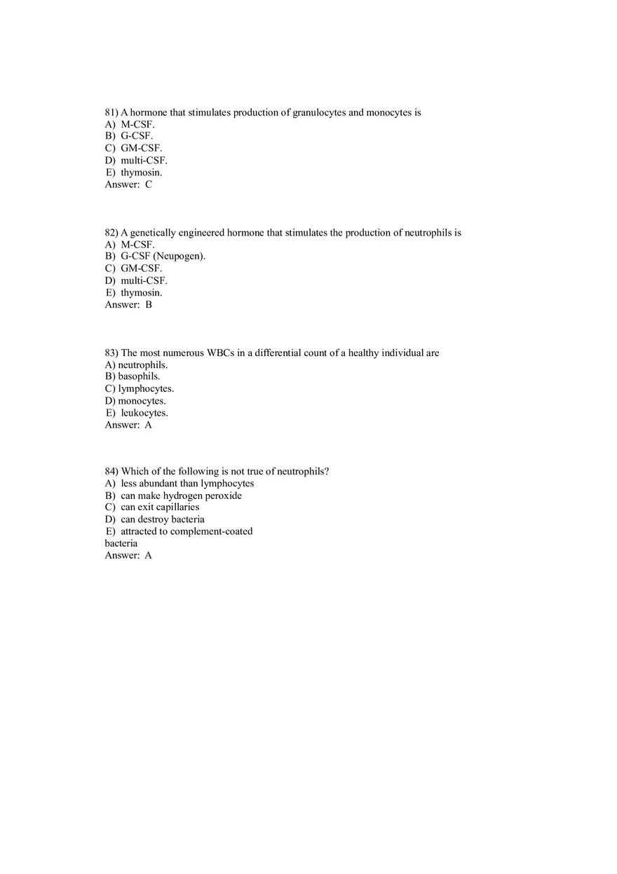 Anatomy and Physiology (Blood) Answer Key 81-146 - Page 1