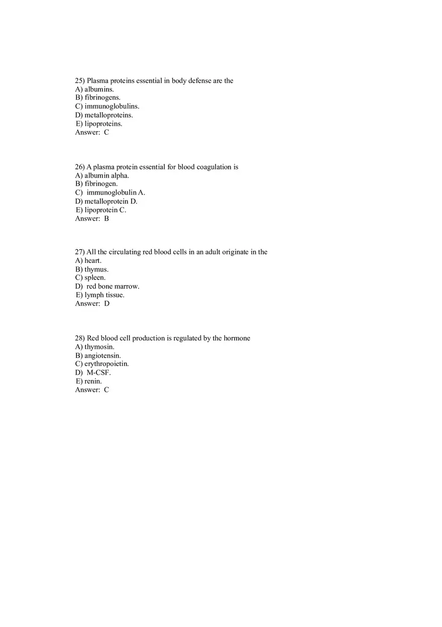 Anatomy and Physiology (Blood) Answer Key 1-40 - Page 7