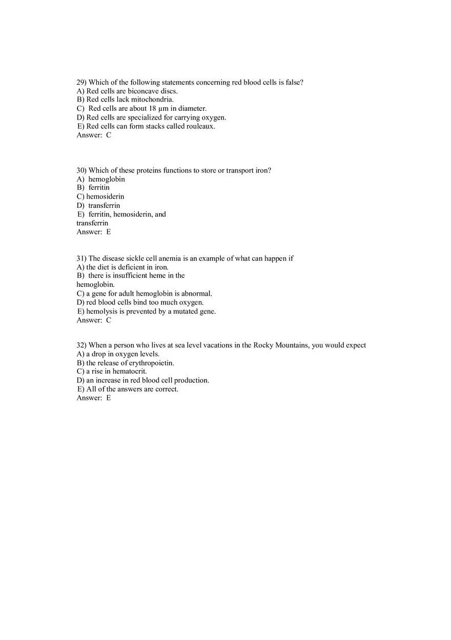 Anatomy and Physiology (Blood) Answer Key 1-40 - Page 8