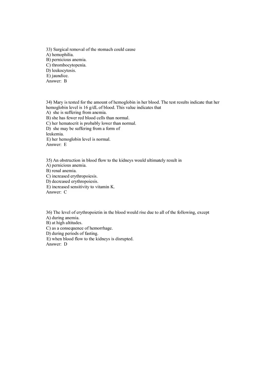 Anatomy and Physiology (Blood) Answer Key 1-40 - Page 9