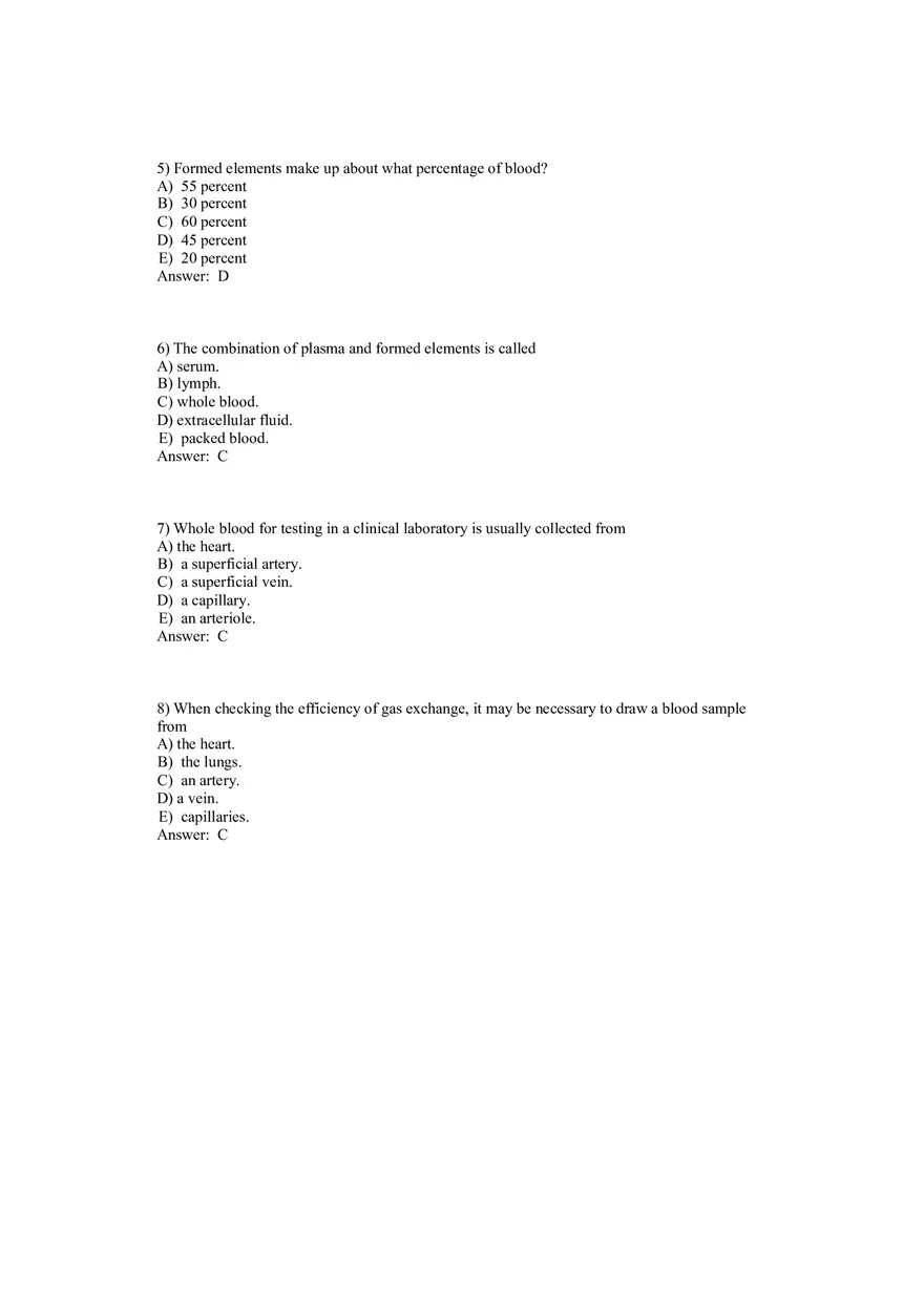Anatomy and Physiology (Blood) Answer Key 1-40 - Page 2