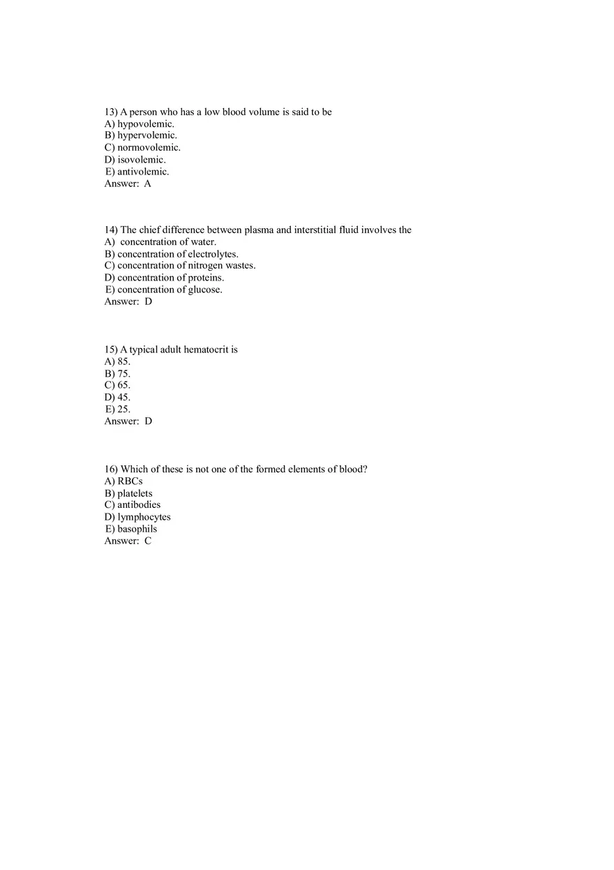 Anatomy and Physiology (Blood) Answer Key 1-40 - Page 4