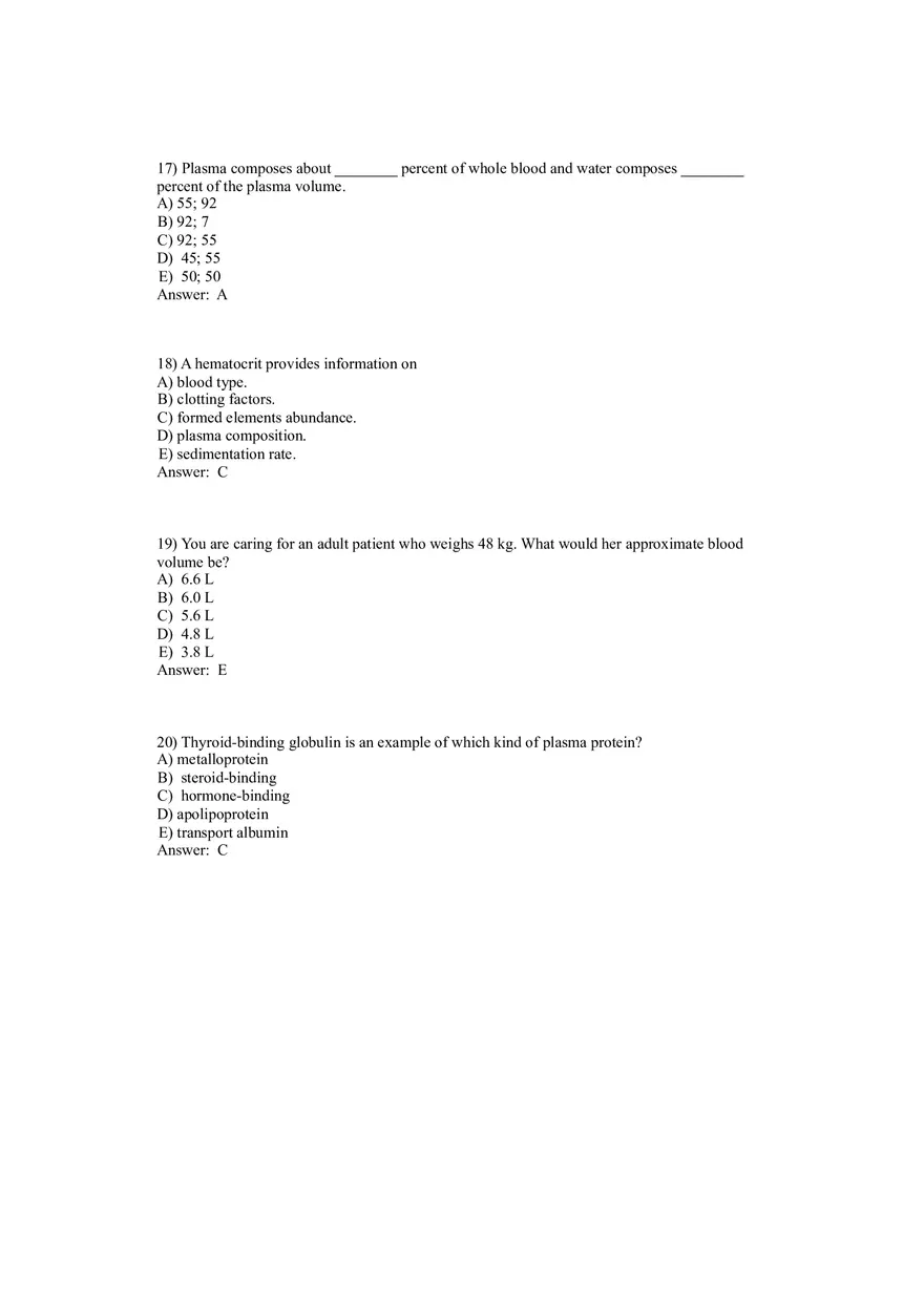 Anatomy and Physiology (Blood) Answer Key 1-40 - Page 5