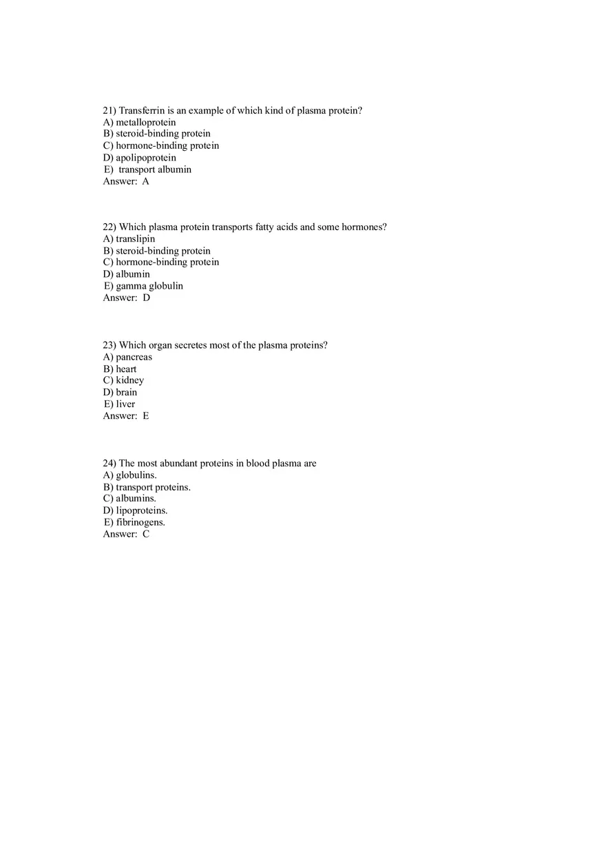 Anatomy and Physiology (Blood) Answer Key 1-40 - Page 6