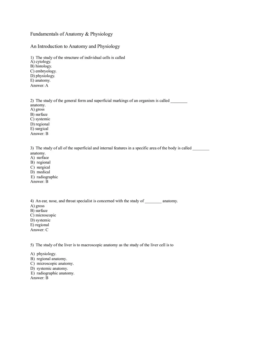 An Introduction to Anatomy and Physiology 82 Practice Questions - Page 1