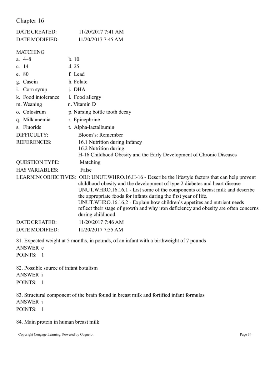 Life Cycle Nutrition - Childhood Obesity Answer Key 4 - Page 8