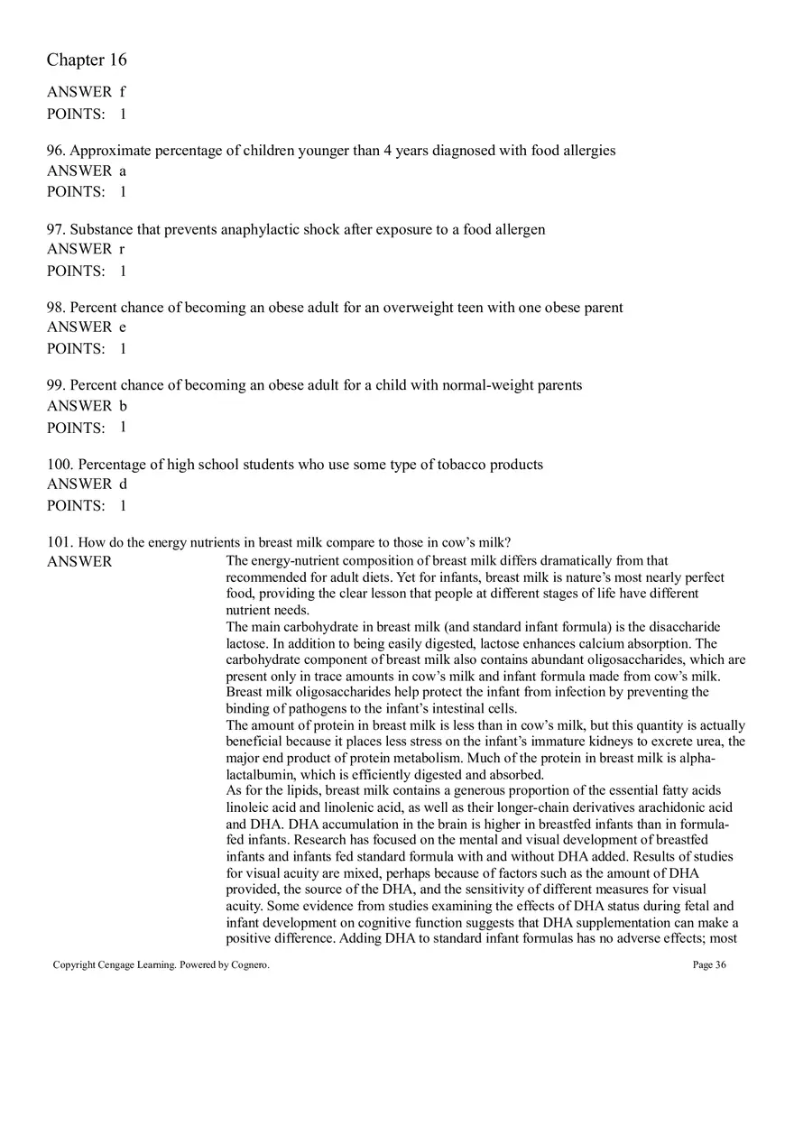 Life Cycle Nutrition - Childhood Obesity Answer Key 4 - Page 10